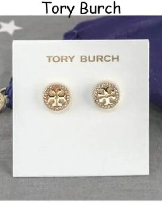 Tory Burch Miller Pav?? Stud Earrings in Gold - Picture 3 of 5